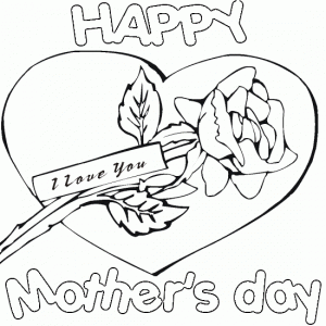 Mother Coloring on Mother S Day Coloring Page Roses Heart