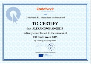 Certificate codeweek 2025