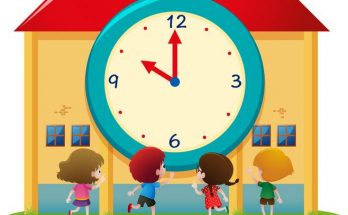 vector-children-and-big-clock-at-school