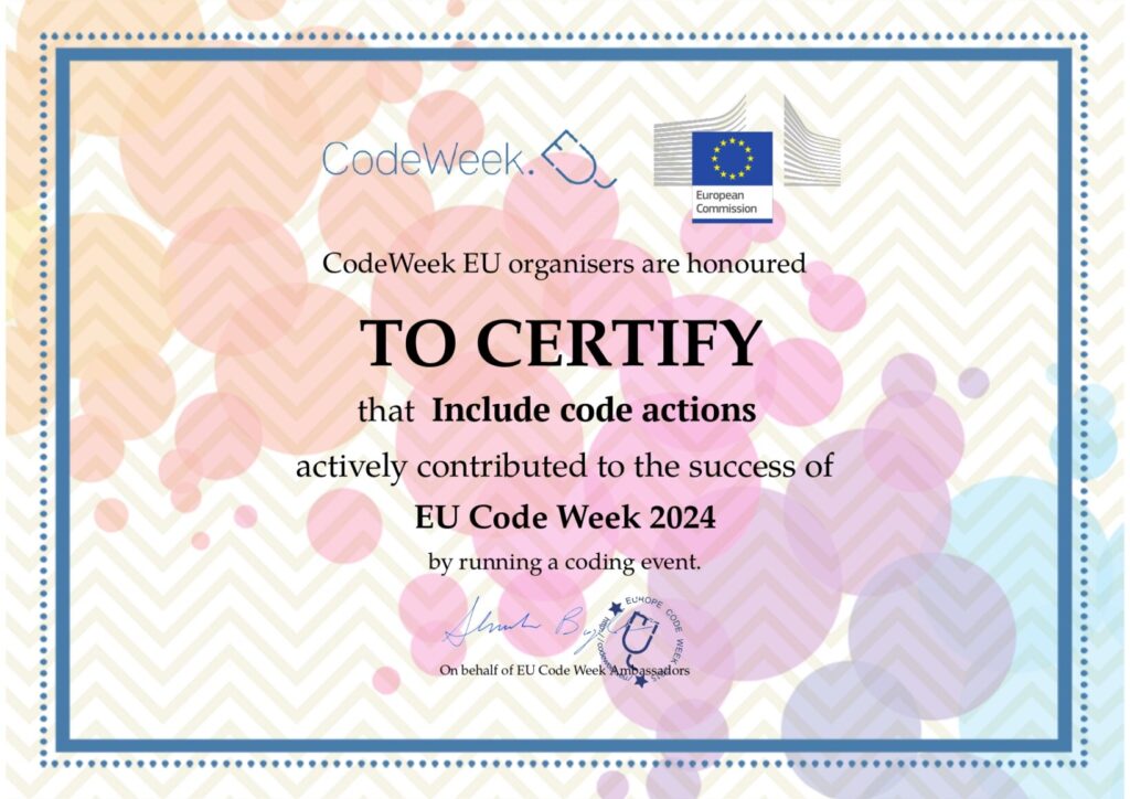 CERTIFICATE Include code actions page 0001