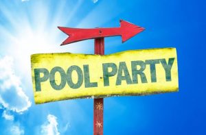 stock photo pool party sign