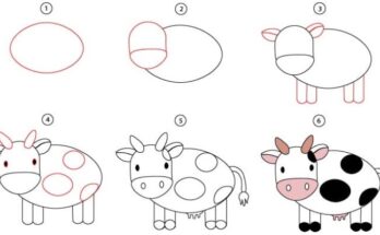 cartoon cow drawing step 7