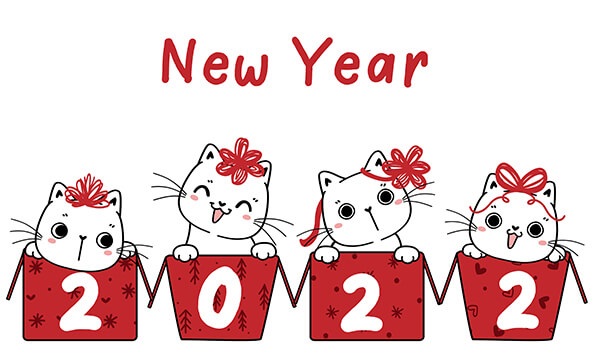 cute cat with 2022 new year card