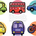 Vector icons with a transportation theme.