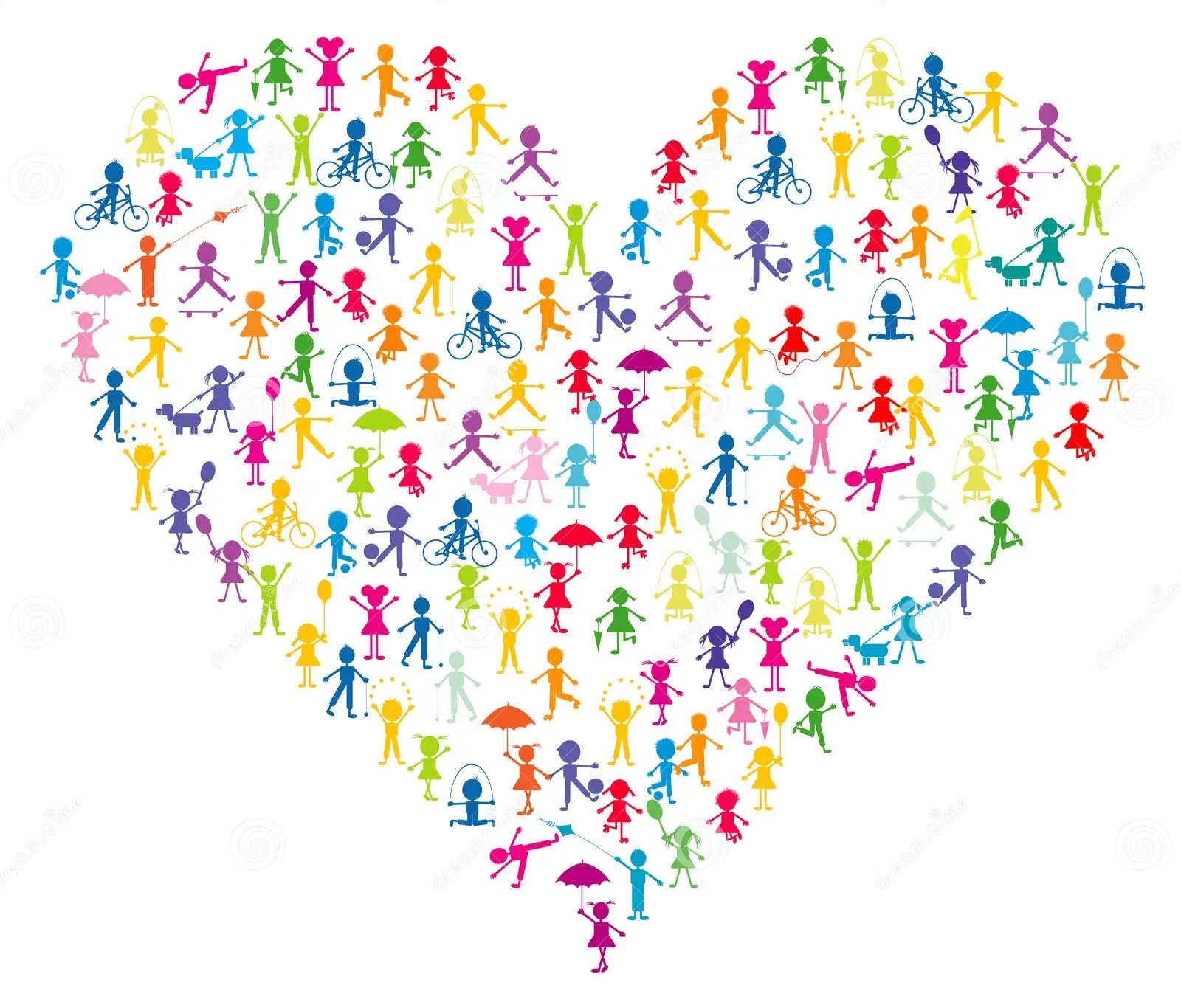 colorful cartoon kids heart shape 174102053