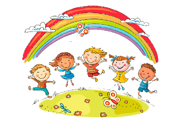 kindergarten clipart fun rainbow children graphics crowd drawing leisure activities transparent png 147317 removebg preview