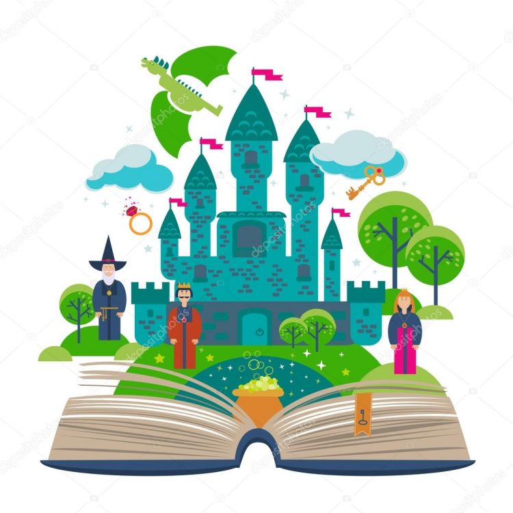 depositphotos 62375353 stock illustration open book with fairy tale