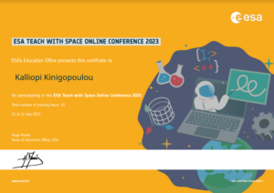 Esa teach with space onlike conference 2023 certificate