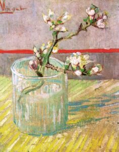 blossoming almond branch in a glass 1888 1