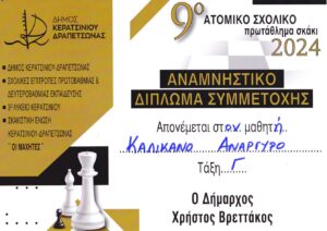 Αναμνηστικό δίπλωμα συμμετοχής