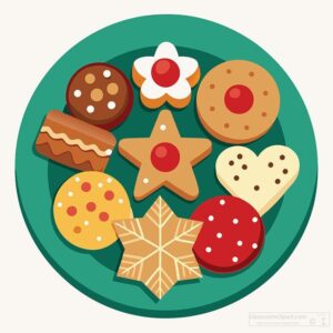 plate filled with various decorated christmas cookies 72512