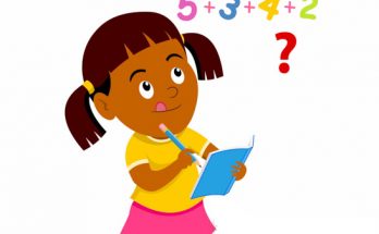 Girl Holding Pencil Solving Math In Note Book Clipart