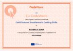 Πιστοποιητικό Αριστείας CodeWeek 4 All για τη Ζέρβα Ρεβέκκα