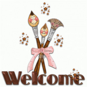 welcome paint brushes animated graphic
