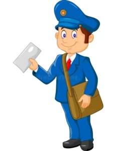 cartoon postman holding mail bag illustration 55842797