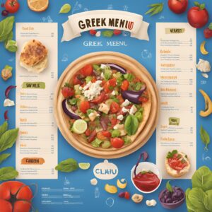 create an image about school greek menu