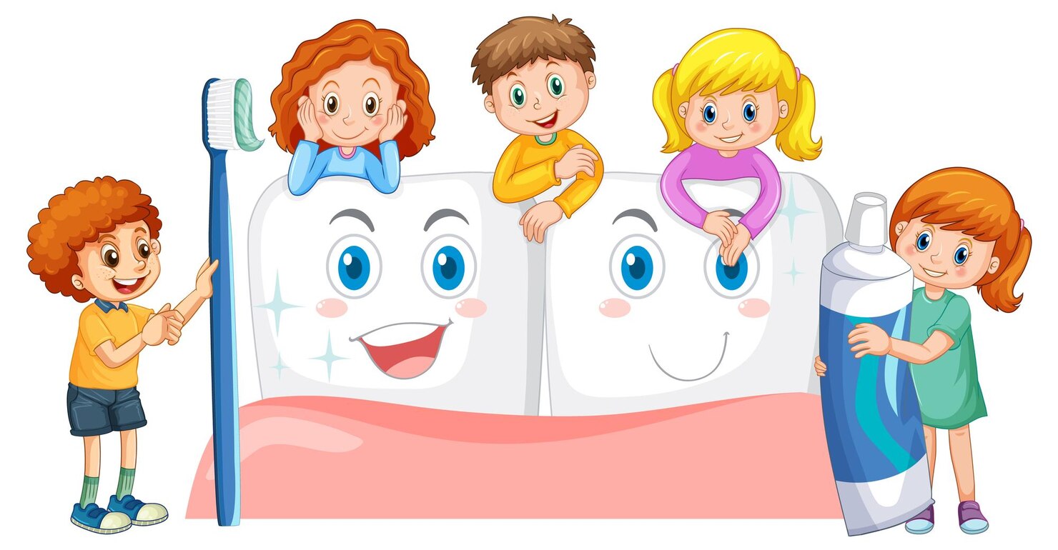 children holding toothpaste toothbrush with whiten teeth 1308 93802