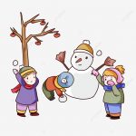 pngtree hand drawn cartoon winter make a snowman snowball fight png image 362995