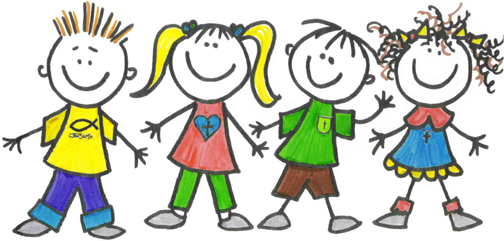clipart of cartoon kindergarten kids