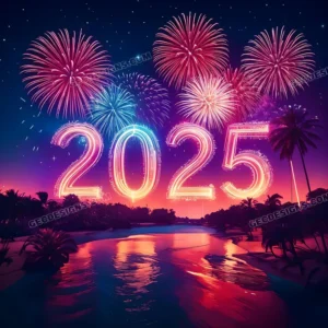 happy new year 2025 fireworks night sky background sr02122403 cover