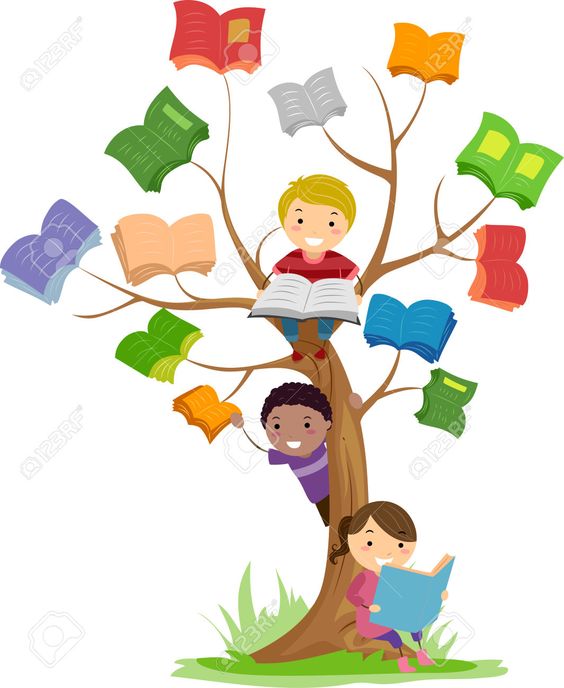 Stickman Illustration of Kids Reading Books Growing Off a Tree