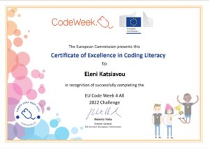 EUCODEWEEK CERTIFICATE OF EXCELLENCY