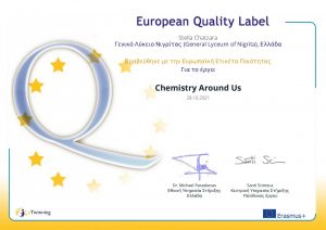 General Lyceum of Nigrita Etwinning Project Chemistry around us European Quality Label page 0001