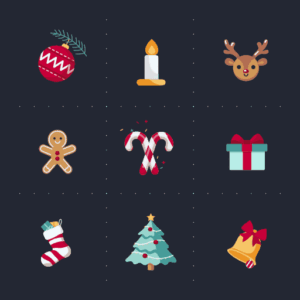 animated christmas icons set