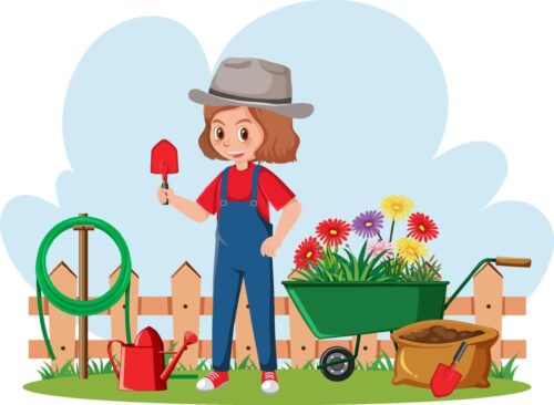 gardener with colorful flowers free vector
