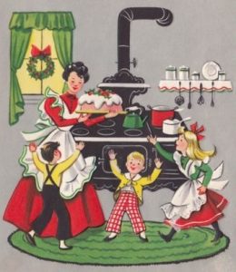 vintage greeting card christmas old fashioned mother family kitchen as is 15bc930d03e4bcfeeafaf883399c1b09