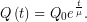 \[ Q\left( t \right)={{Q}_{0}}{{e}^{{\frac{t}{\mu }}}}. \]