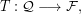 \[ T:\mathcal{Q}\longrightarrow \mathcal{F}, \]