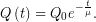 \[ Q\left( t \right)={{Q}_{0}}{{e}^{{-\frac{t}{\mu }}}}. \]