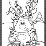 funny clumsy reindeer christmas coloring page