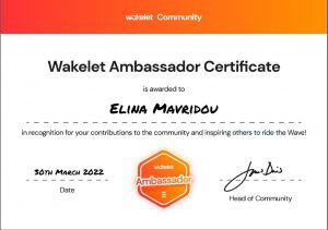 Amabassador certificate Wakelet