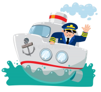 funny captain boat sea ship children vector illustration 138849536