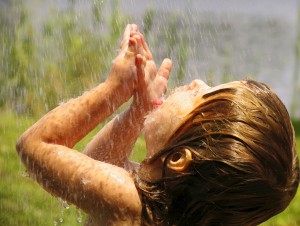 Playing in the rain