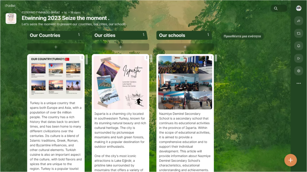 present our countries our schools and our activities padlet