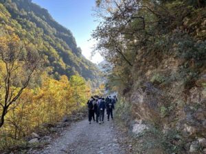 students walking from behind