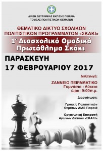 Αφίσσα 1ου Διασχολικού Ομαδικού Πρωταθλήματοσ Σκάκι στο Ζάννειο Γ/σιο-Λύκειο.   