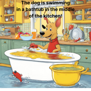 dog in the kitchen