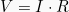 \begin{equation*}  V = I \cdot R \end{equation*}