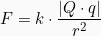 \[F = k\cdot \frac{|Q \cdot q|}{r^2}\]