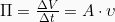 \Pi = \frac{\Delta V}{\Delta t} = A \cdot \upsilon