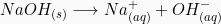 \[ NaOH _{(s)} \longrightarrow Na^{+} _{(aq)} + OH^{-} _{(aq)} \]