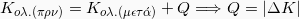 K_{o \lambda. (\pi \rho \giota \nu)} = K_{o \lambda. (\mu \epsilon \tau \acute{\alpha})}+Q \Longrightarrow Q = |\Delta K|