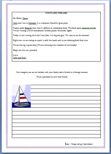 postcard phrases worksheet