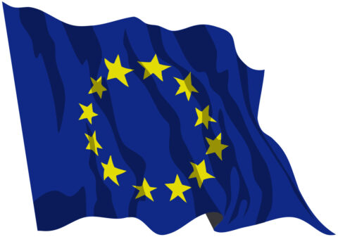 Flag of Europe waving