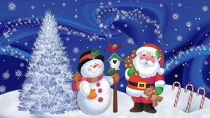 Animated-Snowman-and-Santa-Claus-Wallpaper