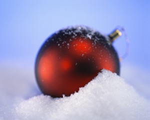 Red Christmas Tree Ornament in Snow